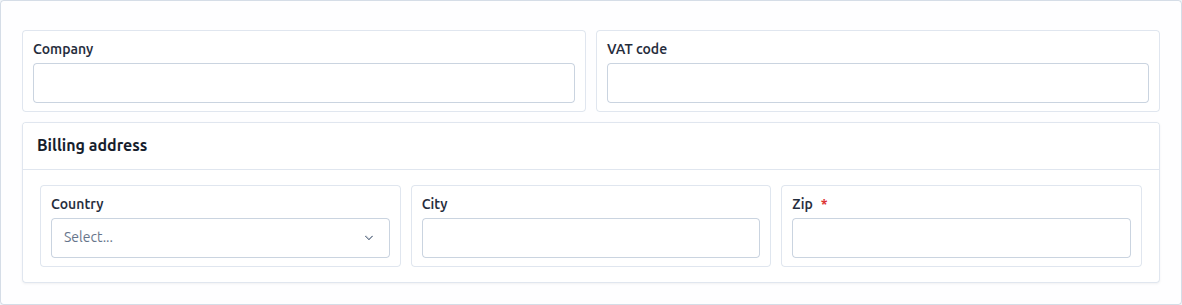 The same canvas with Zip now marked as required.